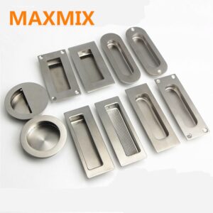 MAXMIX 1PCS Hidden Recessed Furniture Handle Stainless Steel Round Square Kitchen Cabinet Drawer Cupboard Pull Door Handles