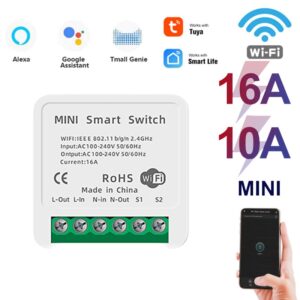 Mini Tuya Wifi DIY Switch Supports 16/10A 2 Way Control Smart Home Automation Module Works with Alexa Google Home Smart Life App