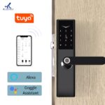 Tuya APP Control Fingerprint Door Lock for Wooden Door Keyless Entry Mobile Phone Remote Control Lock Temporary Access Lock