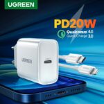 UGREEN PD Charger 20W QC4.0 QC3.0 USB Type C Fast Charger Quick Charge 4.0 3.0 QC for iPhone 12 Pro Xs 8 Xiaomi Phone Charger