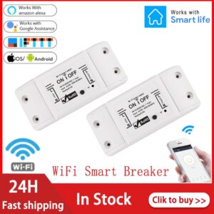 WiFi Smart Light Switch Tuya/Smart Life APP Wireless WiFi Smart Breaker LED Light Remote Control With Alexa Google Smart Home