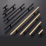 kitchen drawer handles Gold Black Straight Cupboard Knobs Stainless Steel Brushed Black Gold Kitchen Door Handles Cabinet Pull