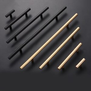 kitchen drawer handles Gold Black Straight Cupboard Knobs Stainless Steel Brushed Black Gold Kitchen Door Handles Cabinet Pull